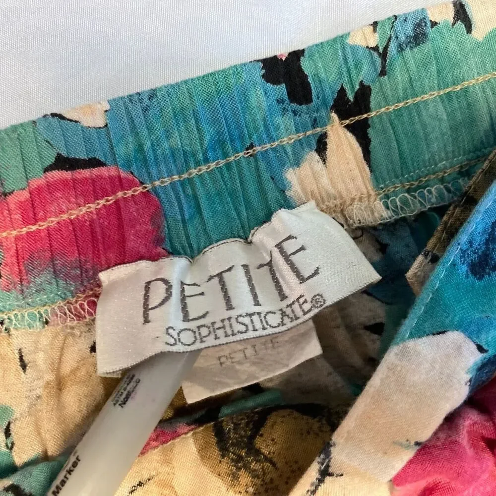 90s Petite Sophisticate Skirt Vintage All Over Print Sunflower Floral Boho Midi - Picture 2 of 7